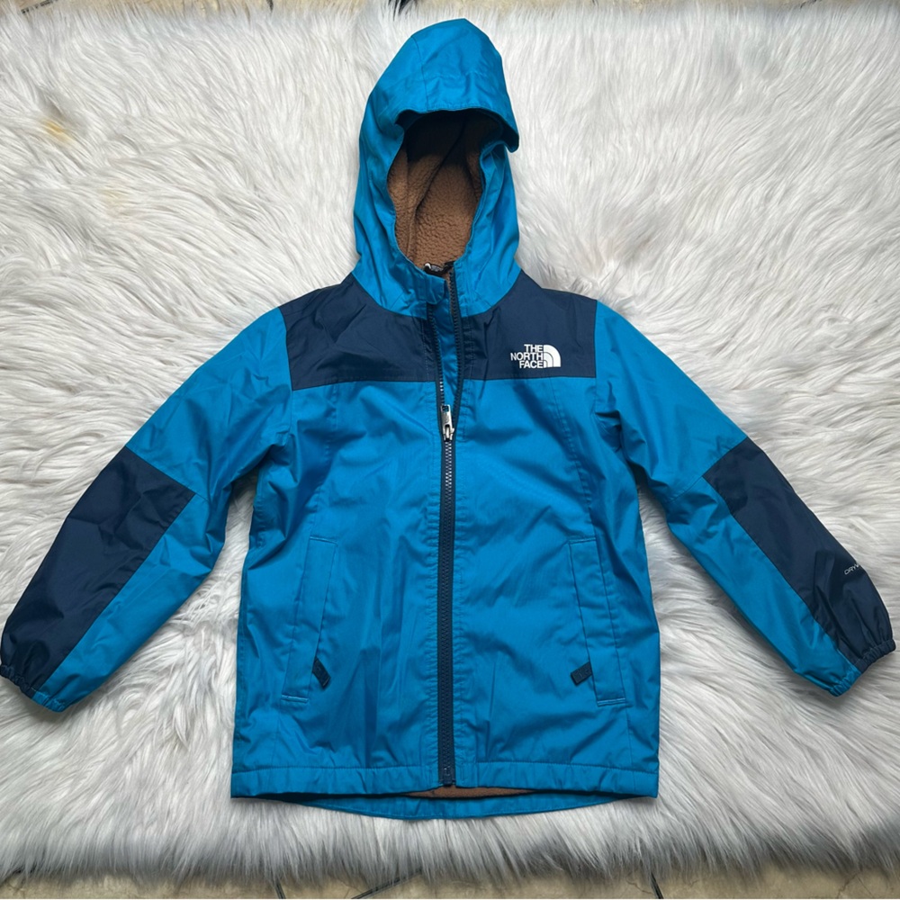 The North Face Teal and Tan Fleece-Lined Jacket